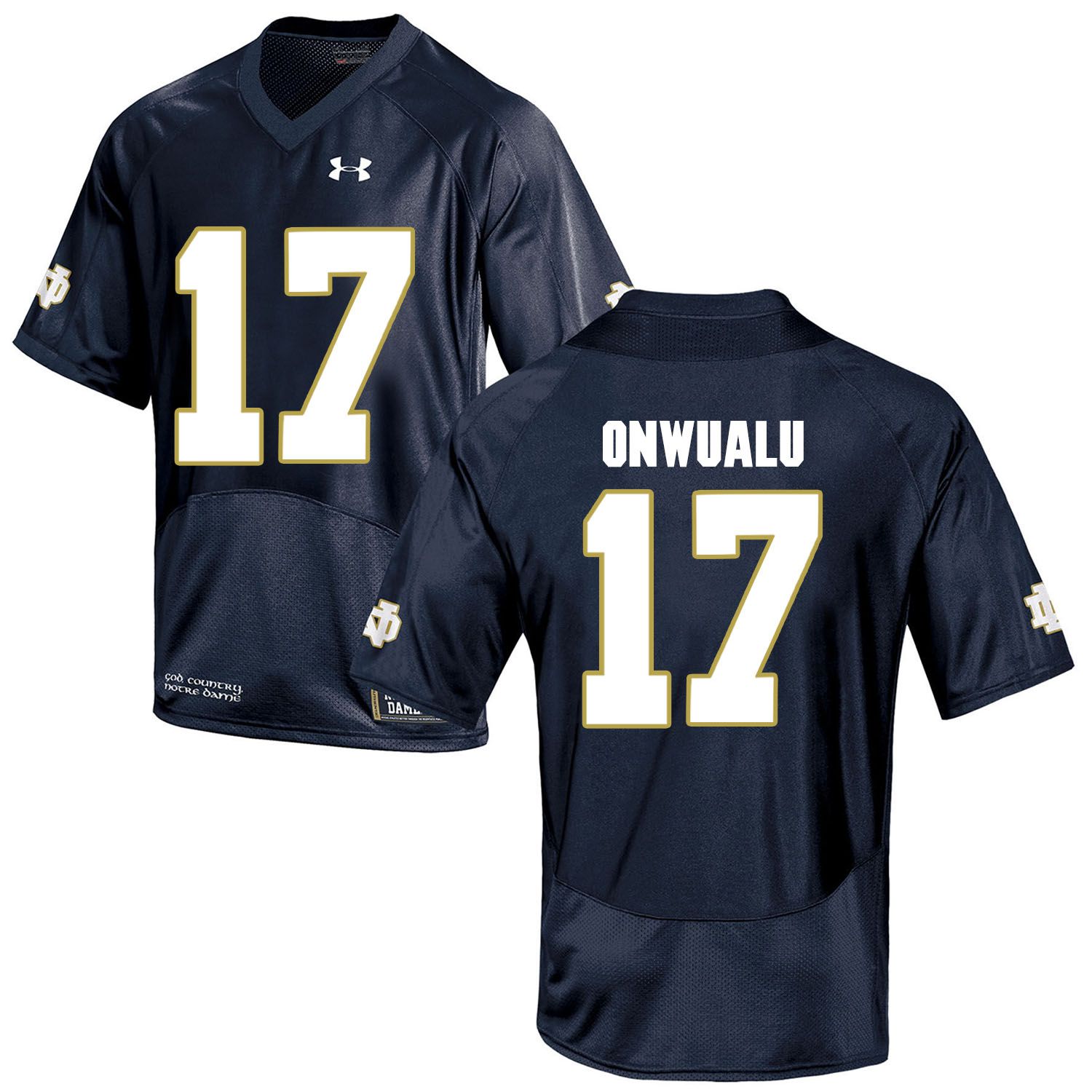 Men Norte Dame Fighting Irish #17 Onwualu Navy Blue Customized NCAA Jerseys->customized ncaa jersey->Custom Jersey